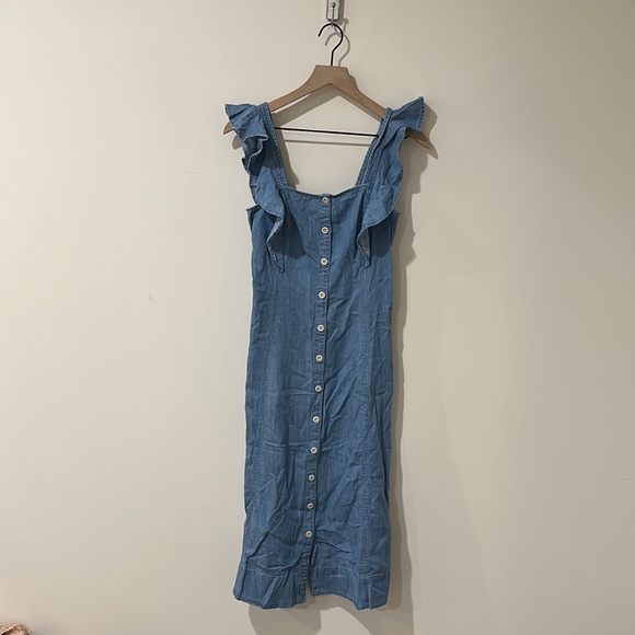 NEW • Madewell • Women’s Denim Princess-Seamed Maxi Dress Blue 0 - Picture 3 of 4